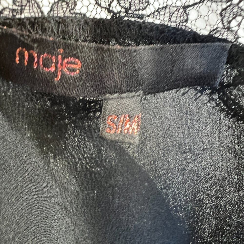 Maje Black Silk Lace Shoulder Shift Dress $295 - Picture 12 of 14